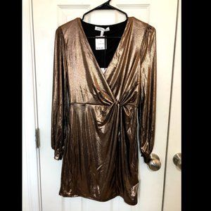 Gold Mini Long Sleeve Dress